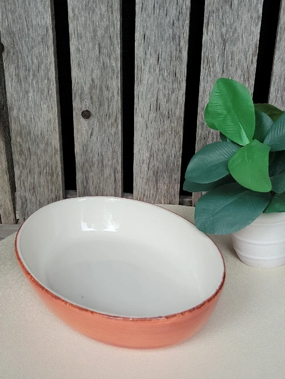 Brushed Coral Glazed Stoneware Serving Bowl - La Ceramica D'Italia